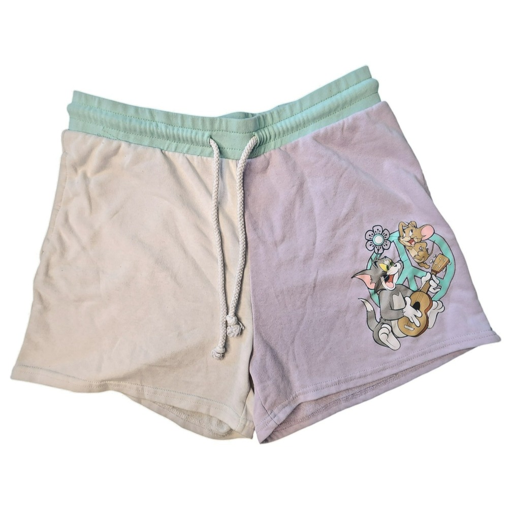 Tom and Jerry Colorblock Graphic Lounge Shorts Purple White LS22304LS Medium